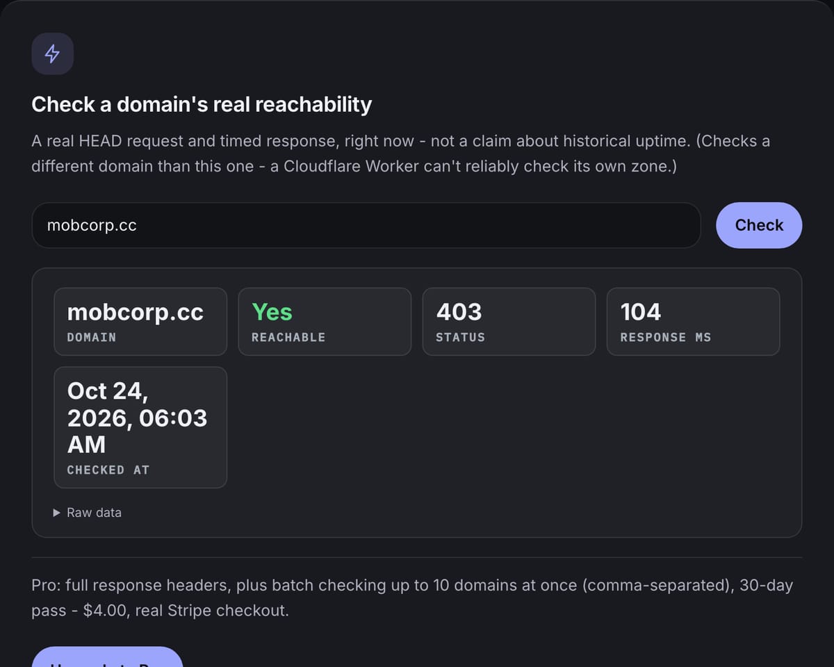 Check a domain's real reachability on instantiability.com